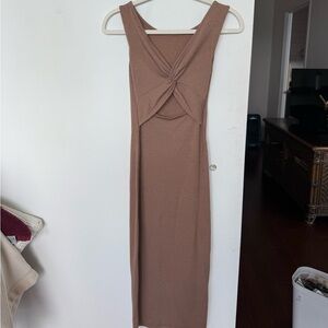 Tan / beige colored midi dress